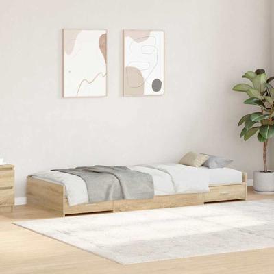 Opbergbedframe met hoofdeinde Sonoma Eiken 75 x 190 cm Bewerkt hout