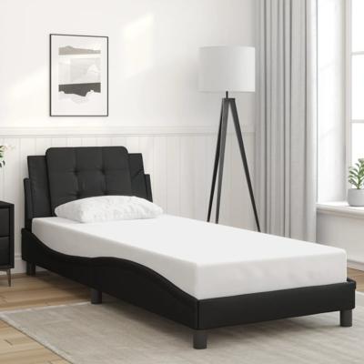 Bedframe met hoofdbord kunstleer zwart 80x200 cm