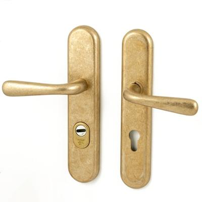 Hardbrass Kira SKG3 achterdeurset PC72 SKG3 met kerntrekbeveiliging - messing getrommeld