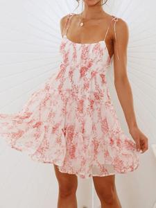 Casual Spaghetti Loose Floral Dress With No