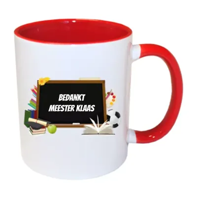 Juf of Meester mok (rood)