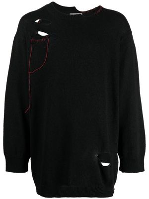 Yohji Yamamoto pull à détails de découpes - Noir