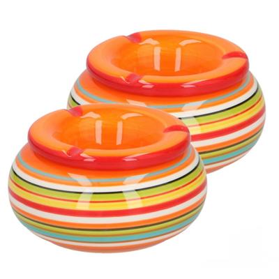 2x stuks asbak in mooie oranje kleuren combinatie11 cm