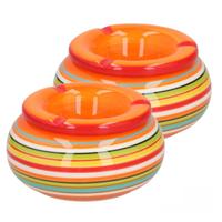 2x stuks asbak in mooie oranje kleuren combinatie11 cm