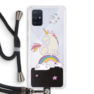 Regenboog eenhoorn: Samsung Galaxy A71 Transparant Hoesje met koord