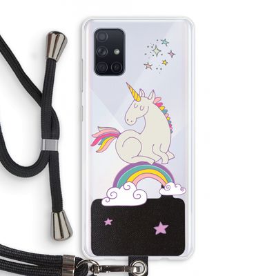Regenboog eenhoorn: Samsung Galaxy A71 Transparant Hoesje met koord