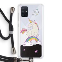 Regenboog eenhoorn: Samsung Galaxy A71 Transparant Hoesje met koord