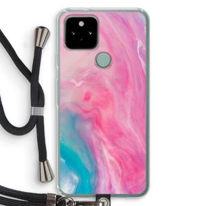 Roze explosie: Pixel 5 Transparant Hoesje met koord