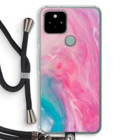 Roze explosie: Pixel 5 Transparant Hoesje met koord
