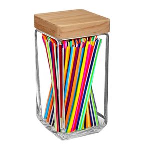 Voorraadbus/voorraadpot 2L glas met houten deksel