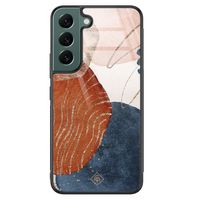 Samsung Galaxy S22 Plus glazen hardcase - Abstract terracotta