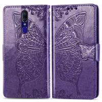 Butterfly Love bloemen reliëf horizontale Flip lederen draagtas voor OPPO F11 met houder & kaartsleuven & portemonnee & Lanyard (donker paars)