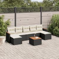 8-delige Loungeset met kussens poly rattan zwart 8-delige Loungeset met kussens poly rattan zwart