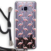Flamingoprint groen: Samsung Galaxy S8 Transparant Hoesje met koord