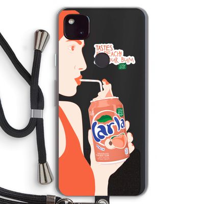 Peach please!: Pixel 4a 5G Transparant Hoesje met koord
