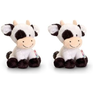 Pluche koe/koeien knuffels zusjes Berta en Clara 14 cm
