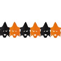 Halloween/Horror thema heksen/vogelverschrikkers feestslinger oranje/zwart 3 meter   -