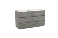 Storke Edge staand badmeubel 130 x 52 cm beton donkergrijs met Mata dubbele wastafel in solid surface