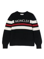 Moncler Enfant pull en laine à logo intarsia - Bleu