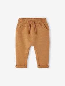 Babybroek uit molton voor jongens karamel