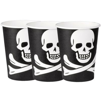 30x Papieren feestbekers piraten - verjaardag/thema feest - 200 ml