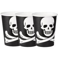 30x Papieren feestbekers piraten - verjaardag/thema feest - 200 ml