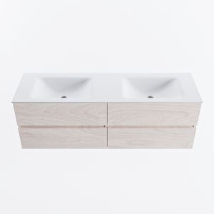 MONDIAZ VICA 150cm badmeubel onderkast Underlayment 4 lades. Wastafel CLOUD dubbel 2 kraangaten, kleur Talc.