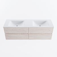 MONDIAZ VICA 150cm badmeubel onderkast Underlayment 4 lades. Wastafel CLOUD dubbel 2 kraangaten, kleur Talc.