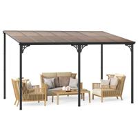 Terrasoverkapping 3 x 4 m Pergola met Schuin Polycarbonaat Dak Vrijstaande Terrasoverkapping Voor Wandmontage Paviljoen Voor Terras