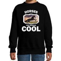 Sweater horses are serious cool zwart kinderen - paarden/ zwart paard trui - thumbnail