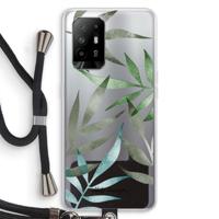 Tropical watercolor leaves: Oppo A94 5G Transparant Hoesje met koord