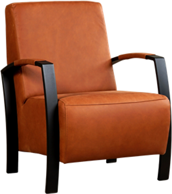 Cognac leren industriële stalen fauteuil Glory - Rancho Leer Cognac (cognac leer)