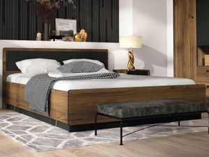 Tweepersoonsbed PRESTIGIA 160x200 cm zwart/warmia noten