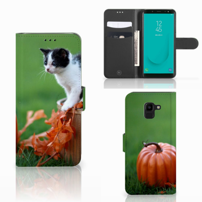 Samsung Galaxy J6 2018 | Telefoonhoesje | Met pasjeshouder | Kitten