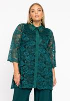 Yoek Blouse met kraag | Dark Green | Maat 50/52