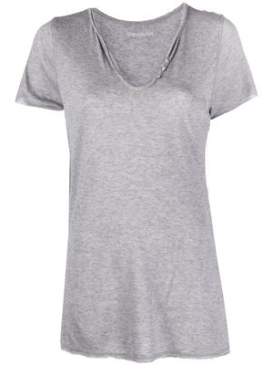Zadig&Voltaire t-shirt à col tunisien - Gris