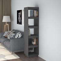 Boekenkast/kamerscherm 40x35x167 cm massief grenenhout grijs - thumbnail