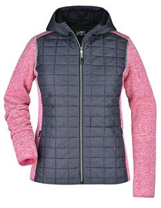 James & Nicholson JN771 Ladies´ Knitted Hybrid Jacket - Pink-Melange/Anthracite-Melange - XXL