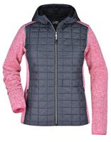 James & Nicholson JN771 Ladies´ Knitted Hybrid Jacket - Pink-Melange/Anthracite-Melange - XXL