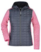 James & Nicholson JN771 Ladies´ Knitted Hybrid Jacket - Pink-Melange/Anthracite-Melange - XXL - thumbnail