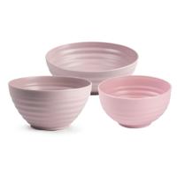 Plasticforte onbreekbaar servies kommetjes - roze - kunststof - 13 x 7 cm - 15 x 8 cm - 19 x 5 cm