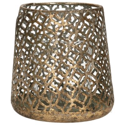 Luxe theelichthouder/kaarsenhouder - brons kleur - metaal - D14 x H15 cm