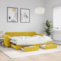 Slaapbank met onderschuifbed en lades 80x200 cm fluweel geel