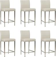 Set van 6 Crème leren moderne barkrukken Bright - poot vierkant rvs - Toledo leer Misty (crème leer)