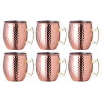 Moscow Mule glas/beker - 6x - RVS metaal - koperkleurig - 500 ml - luxe cocktailglazen - thumbnail