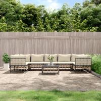 8-delige Loungeset met kussens poly rattan antracietkleurig