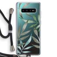 Tropical watercolor leaves: Samsung Galaxy S10 Plus Transparant Hoesje met koord