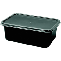 Depa Bak | PP | 1000ml | incl. Deksel | kilobak | 183x135x63mm | zwart/transparant | 150 stuks