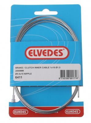 Elvedes Binnenremkabel achter 6411 peernippel 2000 mm zilver