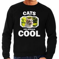 Sweater cats are serious cool zwart heren - katten/ gekke poes trui 2XL  - - thumbnail